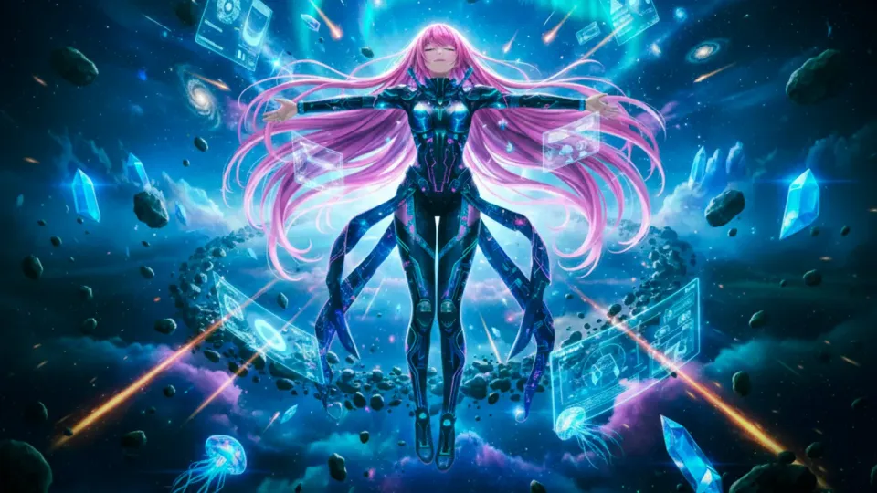 LOHI MUSIC LAB の楽曲ビジュアル。宇宙に浮かぶキャラクター